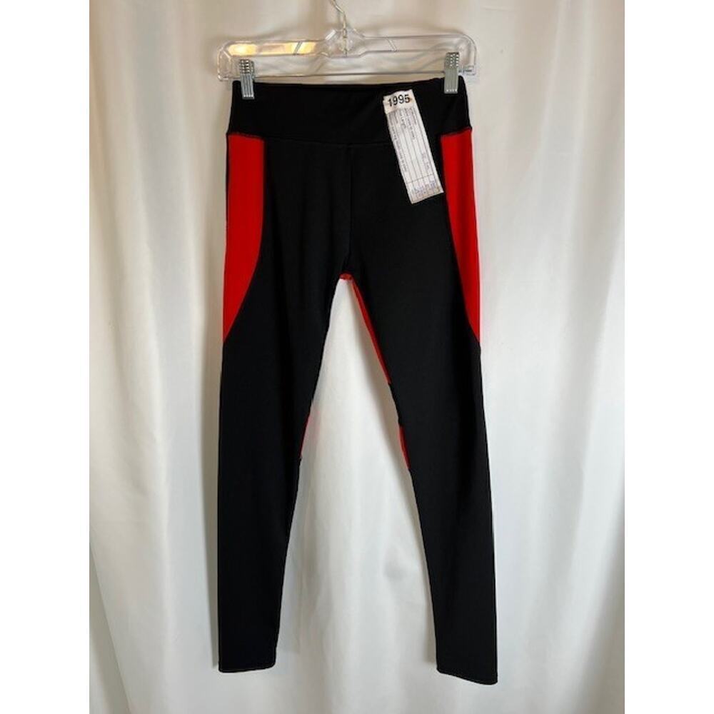 Yoga Pants Leggings Black W/ Red Or Rose Heart Stretch Workout Pants High Waist - Picture 2 of 5